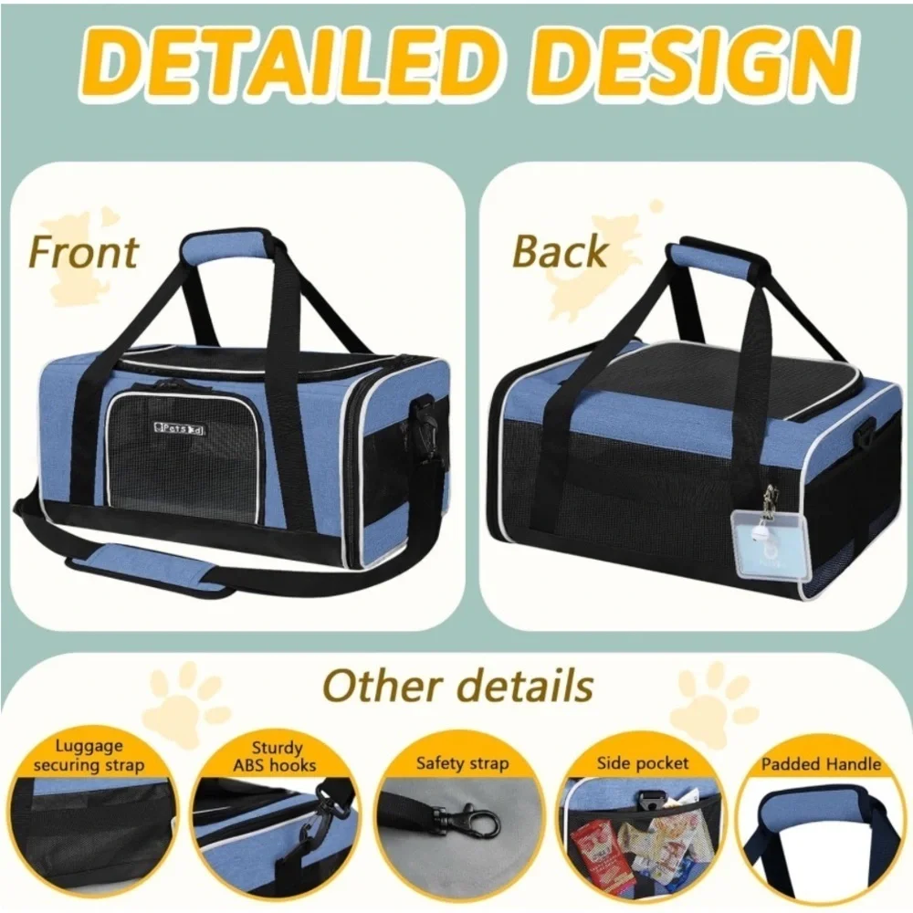 Petskd Pet Travel Carrier Bag for Small Dogs & Cats Airline’s Approved 17x11x9.5